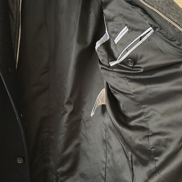 BANANA REPUBLIC Navy Blue TOP COAT Navy Blue ZIP BUTTON WOOL BLEND Large - Picture 13 of 15